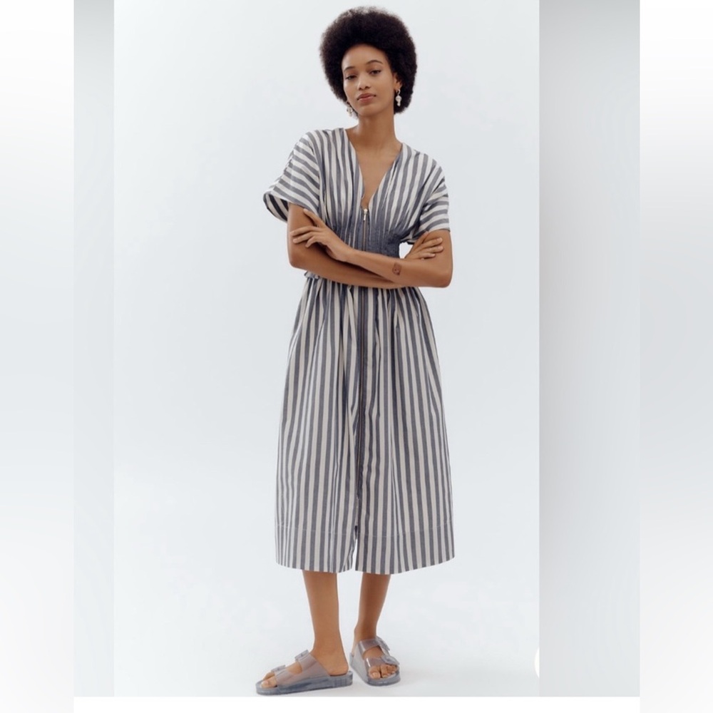 Anthropologie NWT The Tommie Dress Blue White Stripe | Size M